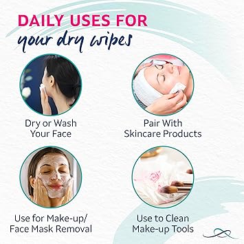 LilLets Cotton Dry TowelsWipes x 50 Count 1 Pack Natural Organic Cotton Gentle on Skin Absorbent and Strong Dry or Wet use Face Towel Dermatologically Tested Safe for Sensitive Skin - Image 5