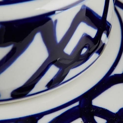 Creative Co-Op Blue & White Ceramic Ginger Jar with Lid - Image 5