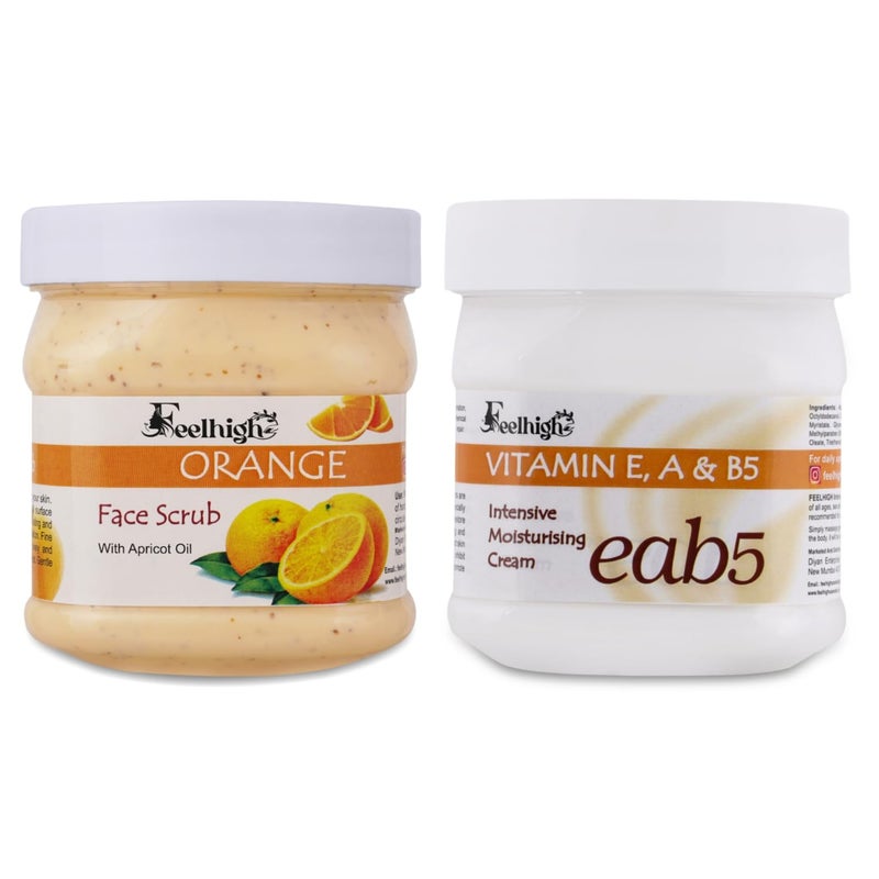 Feelhigh Face Body Orange Scrub 500ml And Moisturizer Cream 500ml Skin care Products OrangeScrubandVitamineab5Cream - Image 1