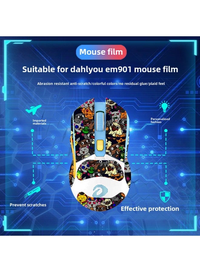 For Daryou EM901 EM912 Mouse Anti-slip Stickers Full Bag With Back Stickers Sweat-absorbent Lizard Skin For Wholesale-Color:Daryou EM901-SY-040 Team Printing/Black Diamond-Full Package  - Image 4