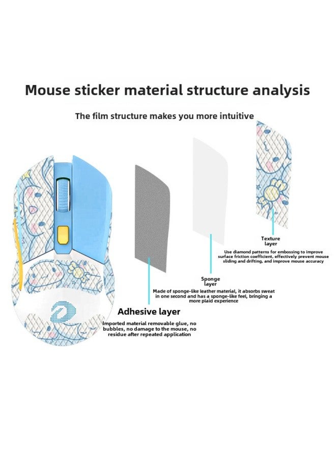 For Daryou EM901 EM912 Mouse Anti-slip Stickers Full Bag With Back Stickers Sweat-absorbent Lizard Skin For Wholesale-Color:Daryou EM901-SY-040 Team Printing/Black Diamond-Full Package  - Image 3