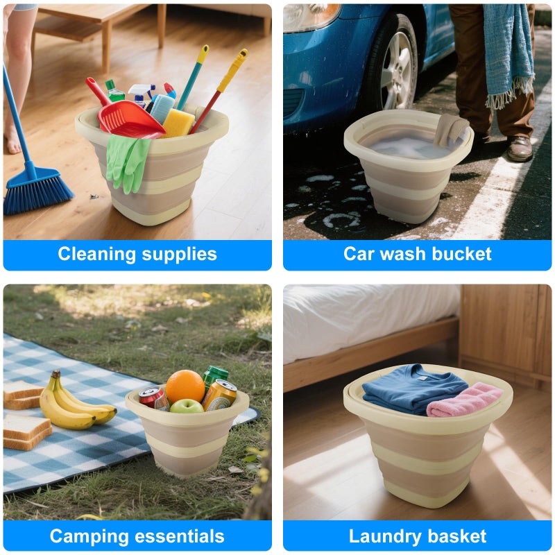 BIDFUL 5L Collapsible Bucket with Handle, Mop Bucket for Wash Basin Dog Water Car Washing Window Cleaning, Foldable Plastic Tub Waterpot for Outdoor Beaching Fishing Gardening Camping Essentials - Image 5