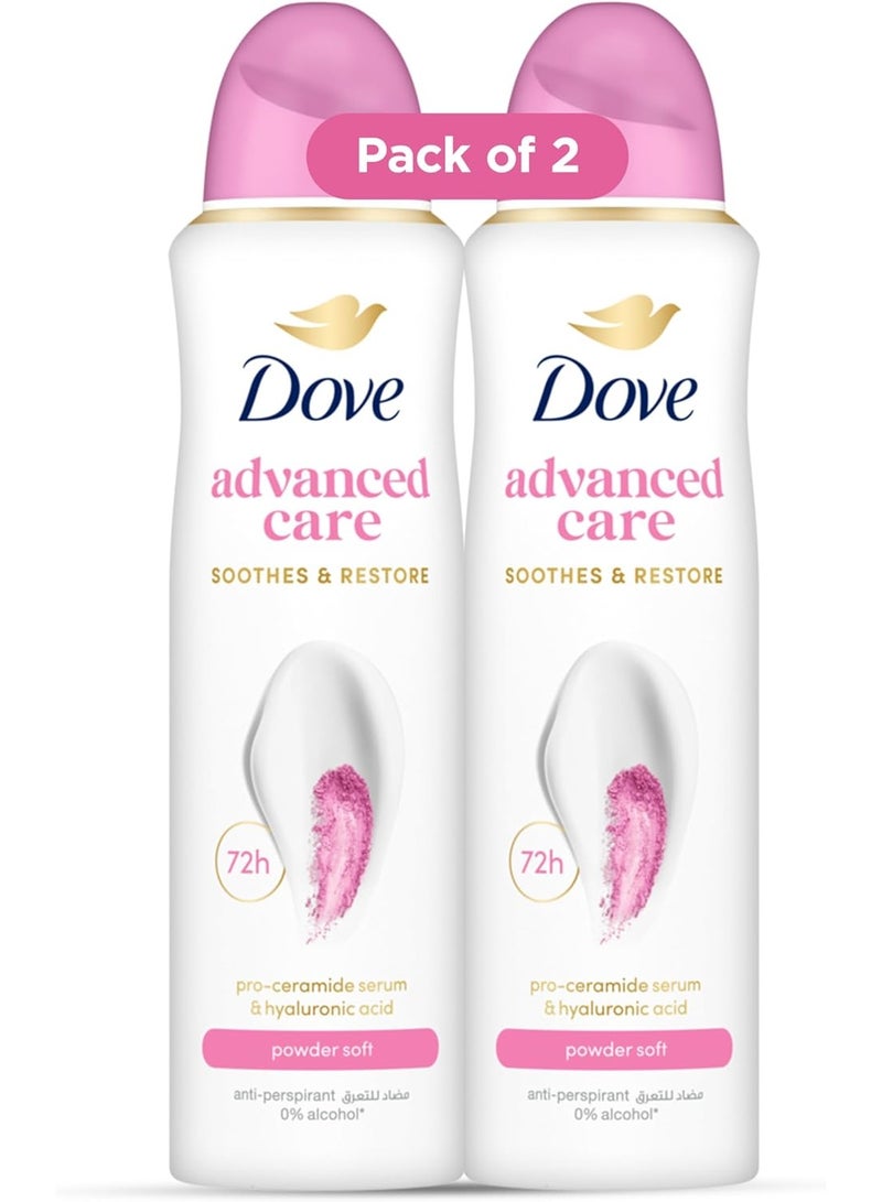 Dove رذاذ مزيل العرق المتقدم للعناية - بودرة ناعمة، 150 مل عبوة من 2 - Image 1
