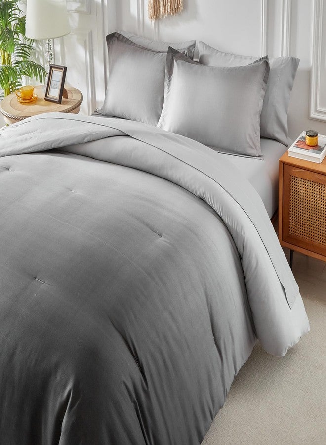 Tititada Black and Grey Gradient Comforter Set Queen Size 7 Pieces Elegant Ombre Bed in a Bag - Reversible All Season Bedding Set with Comforter, Flat Sheet, Fitted Sheet, 2 Pillowcases & 2 Pillow Shams - Image 2
