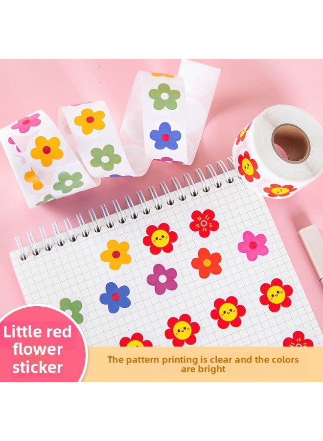 Loquat Small Sticker Children Reward Small Red Flower Kindergarten Baby Praise Smiling Face Old Teachers With Points Small Star Sticker-Color:2000 Pieces/4 Rolls-Specifications:Small Red Flower - Image 4