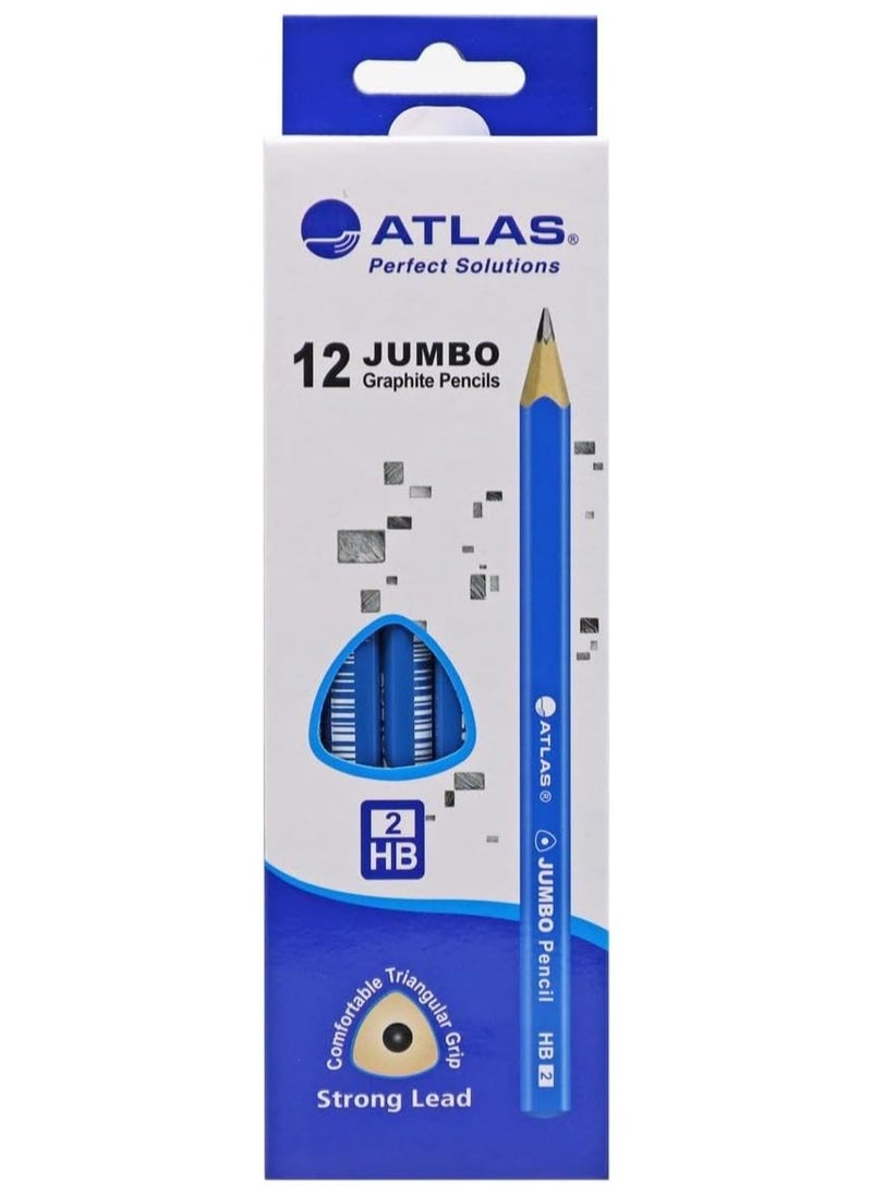 ATLAS Atlas Jumbo Graphite Pencils, 2HB Lead, Without Eraser, Blue, Box of 12  - Image 1