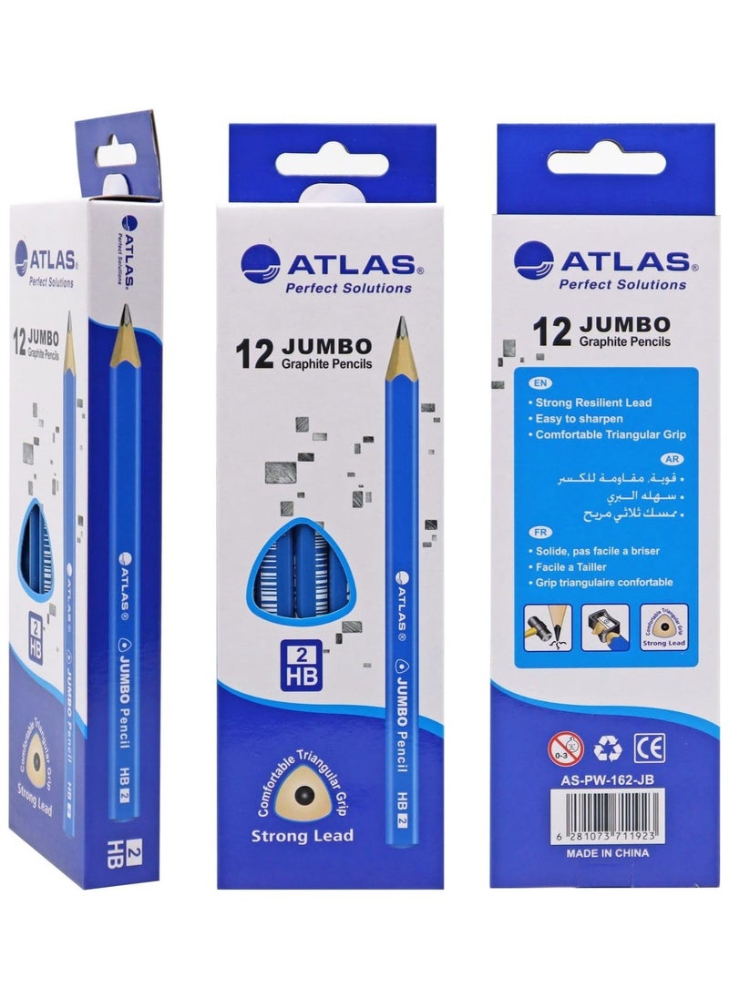 ATLAS Atlas Jumbo Graphite Pencils, 2HB Lead, Without Eraser, Blue, Box of 12  - Image 2