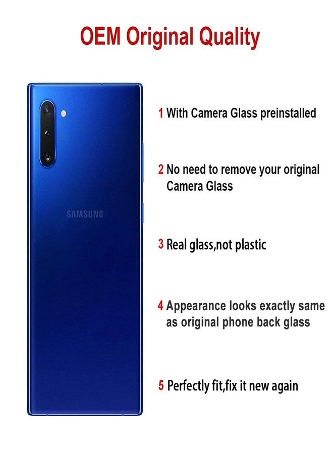 Perzework Rear Back Glass Replacement for Samsung Galaxy Note 10 6.3 inches with Reparing Toolkit and Pre-Installed Adhesive (Aura Blue) - Image 2