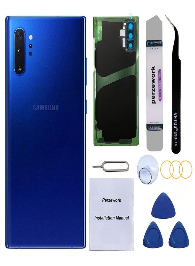 Perzework Rear Back Glass Replacement for Samsung Galaxy Note 10 6.3 inches with Reparing Toolkit and Pre-Installed Adhesive (Aura Blue) - Image 1