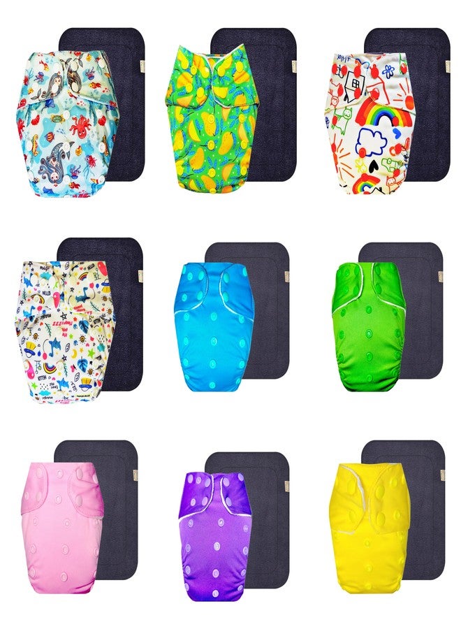 Dumbledo Premium Cloth Diaper with Gray Insert (Pack of 9) | Soft & Gentle | Leakproof | Quick Dry | Worry-Free Diapering | 3 Months - 3 Years | Unisex Baby - Image 1