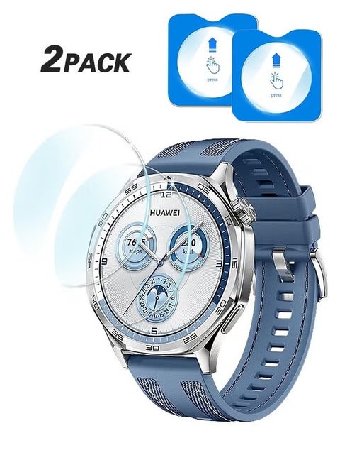 2 Pack Huawei Watch GT5/GT5 Pro 46MM Screen Protector, Tempered Glass with Alignment Stickers, Scratch-Resistant, HD, Ultra-Thin, Easy to Install, Full Coverage Protection for 46mm Watch