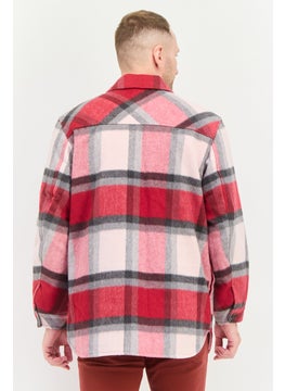 Asos Design Men Oversized Checkered Jacket Shirts, Red  - Image 4