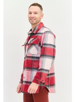 Asos Design Men Oversized Checkered Jacket Shirts, Red  - Image 3