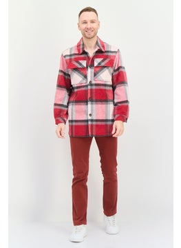 Asos Design Men Oversized Checkered Jacket Shirts, Red  - Image 2
