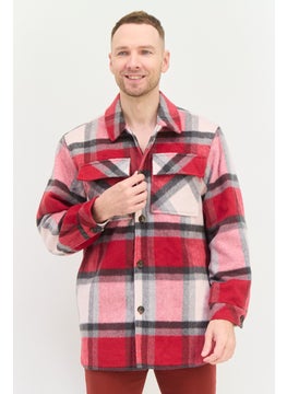 Asos Design Men Oversized Checkered Jacket Shirts, Red  - Image 1