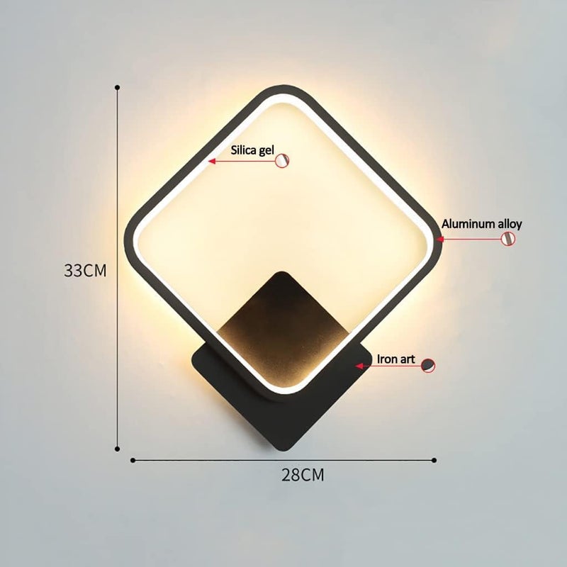 AASHRO MALL 3in1 LED Wall Light with Switch ColorChanging for Bedroom Living Room Modern Design Decorative Night Lamp WarmNaturalCold White Deer Head Black Square Square Light - Image 4