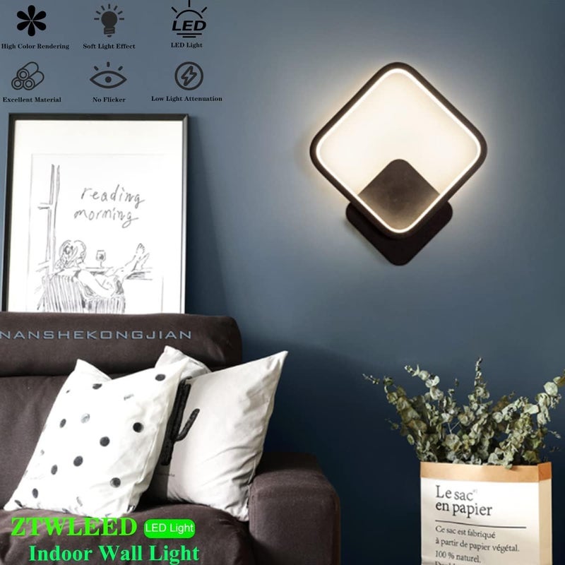 AASHRO MALL 3in1 LED Wall Light with Switch ColorChanging for Bedroom Living Room Modern Design Decorative Night Lamp WarmNaturalCold White Deer Head Black Square Square Light - Image 5