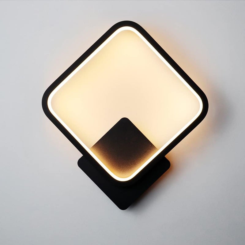 AASHRO MALL 3in1 LED Wall Light with Switch ColorChanging for Bedroom Living Room Modern Design Decorative Night Lamp WarmNaturalCold White Deer Head Black Square Square Light - Image 1