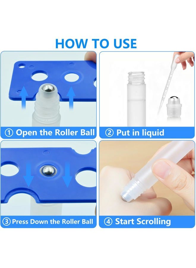 AskBed 4 Pack of 0.34 Oz (10ml) Essential Oil Roller Bottles - Refillable, Leak-proof Plastic Roll-on Bottles with Stainless Steel Roller Balls and Labels Included - Image 4