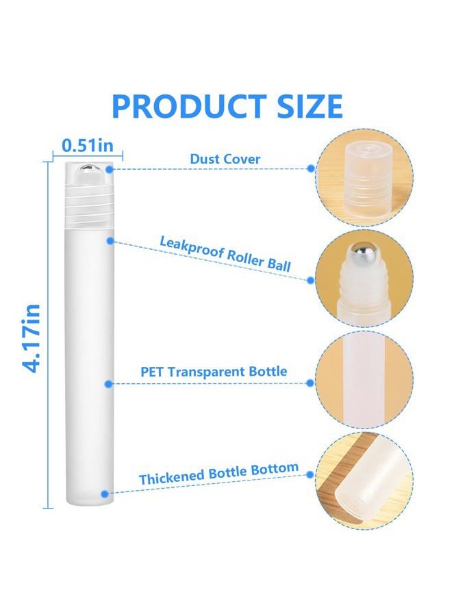 AskBed 4 Pack of 0.34 Oz (10ml) Essential Oil Roller Bottles - Refillable, Leak-proof Plastic Roll-on Bottles with Stainless Steel Roller Balls and Labels Included - Image 2