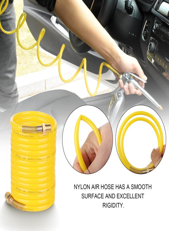 JOROY 1/4 Inch × 25 Ft Recoil Nylon Air Hose, 1/4 Inch MNPT Brass Air Compressor Accessories Fitting, Lightweight Yellow Nylon Compressor Hose - Image 5