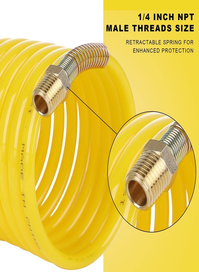 JOROY 1/4 Inch × 25 Ft Recoil Nylon Air Hose, 1/4 Inch MNPT Brass Air Compressor Accessories Fitting, Lightweight Yellow Nylon Compressor Hose - Image 4