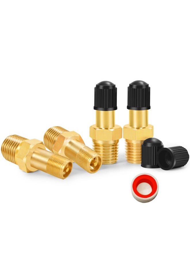 GODESON 1/8"NPT Tank Valve, Anti-Corrosion Brass Schrader Valve with 1/8"Male NPT,Using with Air Compressor Tanks(Pack of 4) - Image 1
