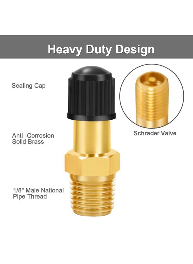 GODESON 1/8"NPT Tank Valve, Anti-Corrosion Brass Schrader Valve with 1/8"Male NPT,Using with Air Compressor Tanks(Pack of 4) - Image 3