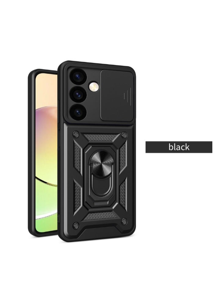 for Samsung Galaxy A56 5G Case Cover, Slide Camera Lens Cover, Magnetic Ring Holder Kickstand Protective Phone Case for Samsung Galaxy A56 5G, Black - Image 1