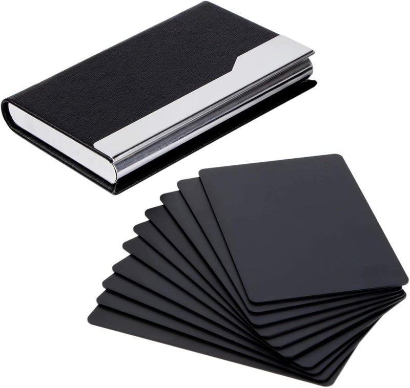 OESDLTD Thick Aluminum Metal Business Cards Anodized Aluminum 86 X 54 X 0.8mm with Protector Sleeves (black-10) - Image 1