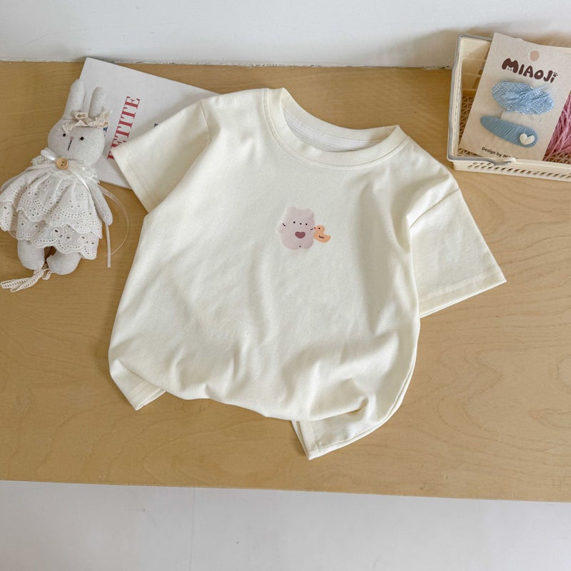 Children'S Wear Baby'S Short-Sleeved T-Shirt Women'S Cartoon Loose 2025 Children'S Fashionable Printed Cotton Trendy Top - Image 1