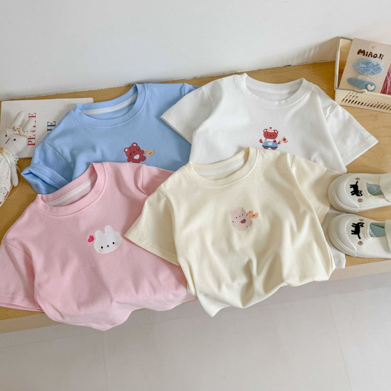 Children'S Wear Baby'S Short-Sleeved T-Shirt Women'S Cartoon Loose 2025 Children'S Fashionable Printed Cotton Trendy Top - Image 2