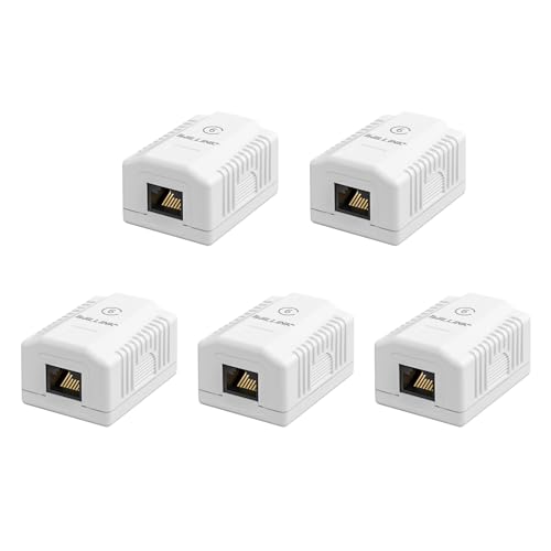 iwillink Cat6 Ethernet Surface Mount Outlet Box, 1-Port RJ45 Ethernet Wall Jack Box, 5-Pack, White - Image 1