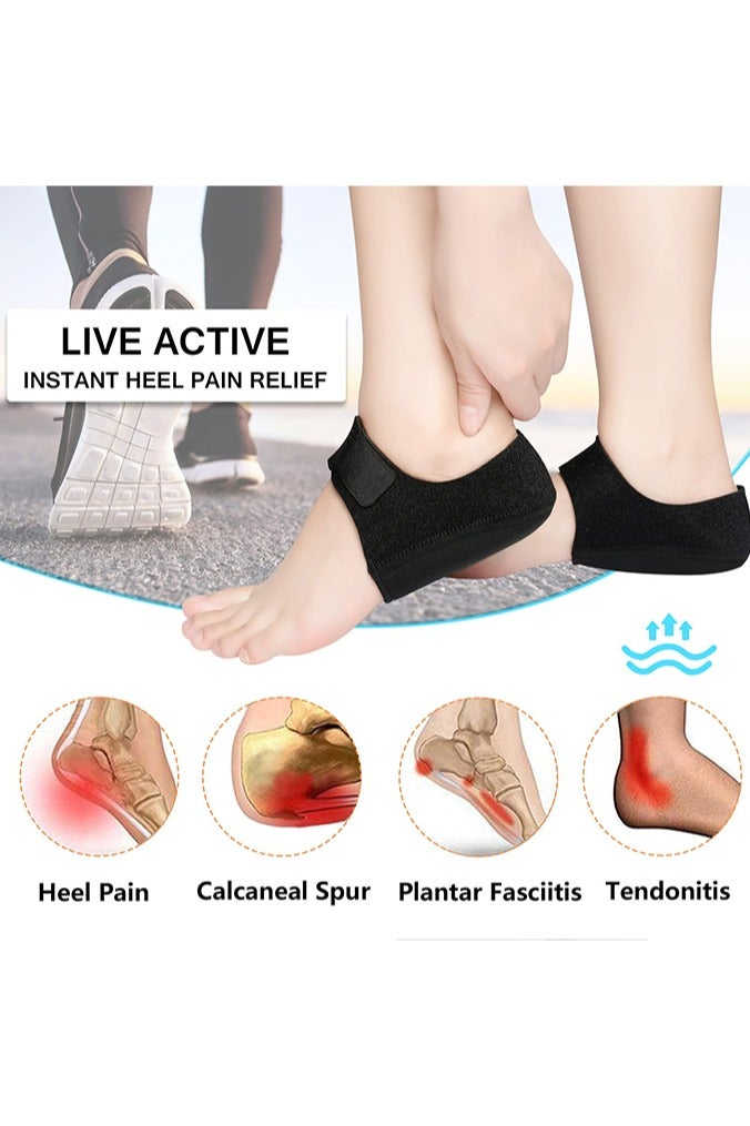 بوفان واقيات الكعب، أكواب كعب جل لآلام الكعب، دعم وسادة الكعب، تخفيف التهاب اللفافة الأخمصية، التهاب وتر أخيل، النتوء العظمي، تشققات الكعب، قابلة للتعديل والتهوية، وسادات كعب للرجال والنساء - Image 2