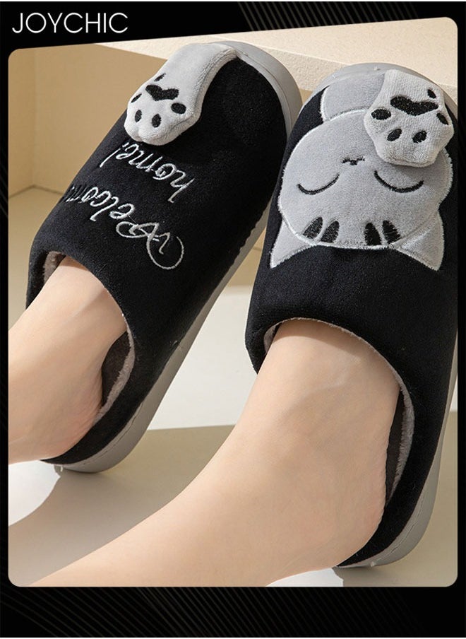Joychic Winter Warm Bedroom Anti-Slip Slide Black/Grey for Women Men  - Image 2