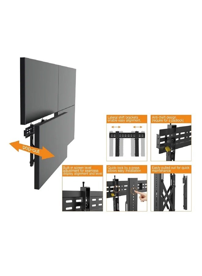 Skill Tech SVW02 46T Pop Out Video Wall Mount for 32–75 Inch LED/LCD Screens, VESA 600x400, Heavy Duty TV Wall Bracket, Max Load 45kg – Black - Image 3