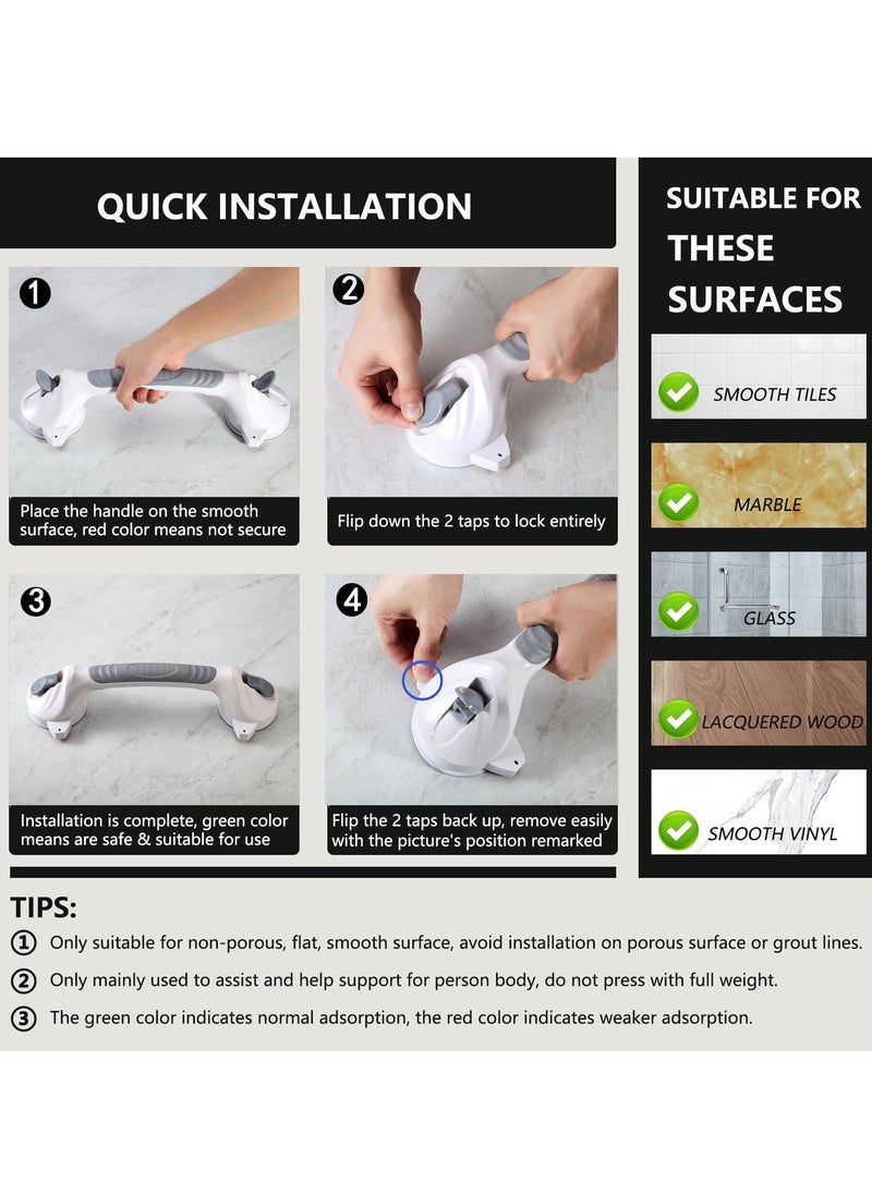 Generic - Shower Grab Bars for Bathtubs and Showers, 1 Pack, 15 Inch Strong Suction Anti-Slip Handle, Safety Grab Bar for Seniors, Elderly Bathroom Support with Indicators - Image 1