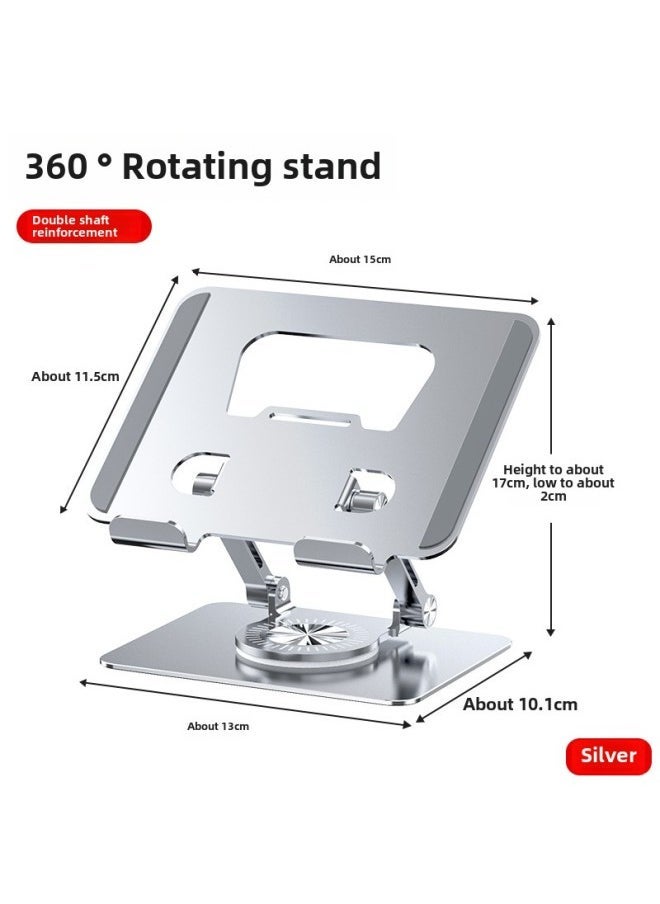 Tablet Stand Desktop Aluminum Alloy 360 Degree Rotation Foldable Adjustable Height Hollow Out Heat Dissipation-Color:Silver ] - Image 1