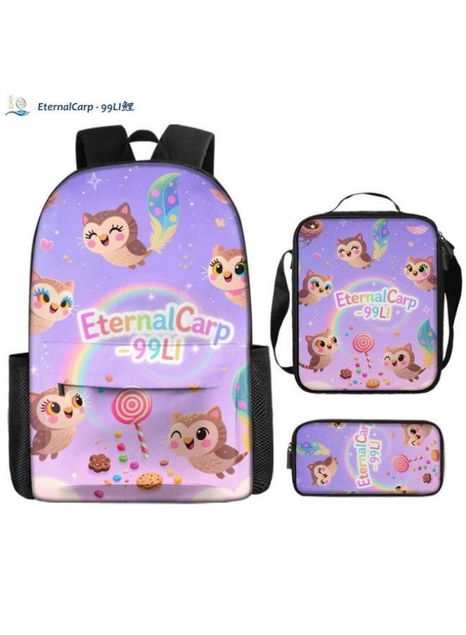 Bright Li Fire Shoulder + handbag + stationery bag | Cartoon bag three-piece set, easy to cope with various occasions (students, children, friends outing, mountain climbing, going to school, etc.) | Back to school season/festival gifts - 43 - Image 1