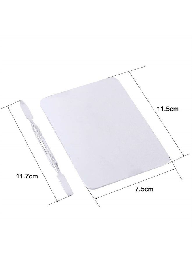 Small Stainless Steel Makeup Palette Rectangle Shape Foundation Mixing Plate Tools With Spatula