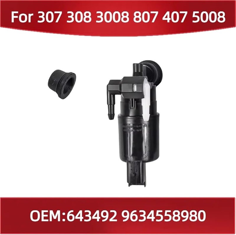 Front Windscreen Washer Pump Single Nozzle Motor For Peugeot 307 308 3008 407 5008 807 - Image 3