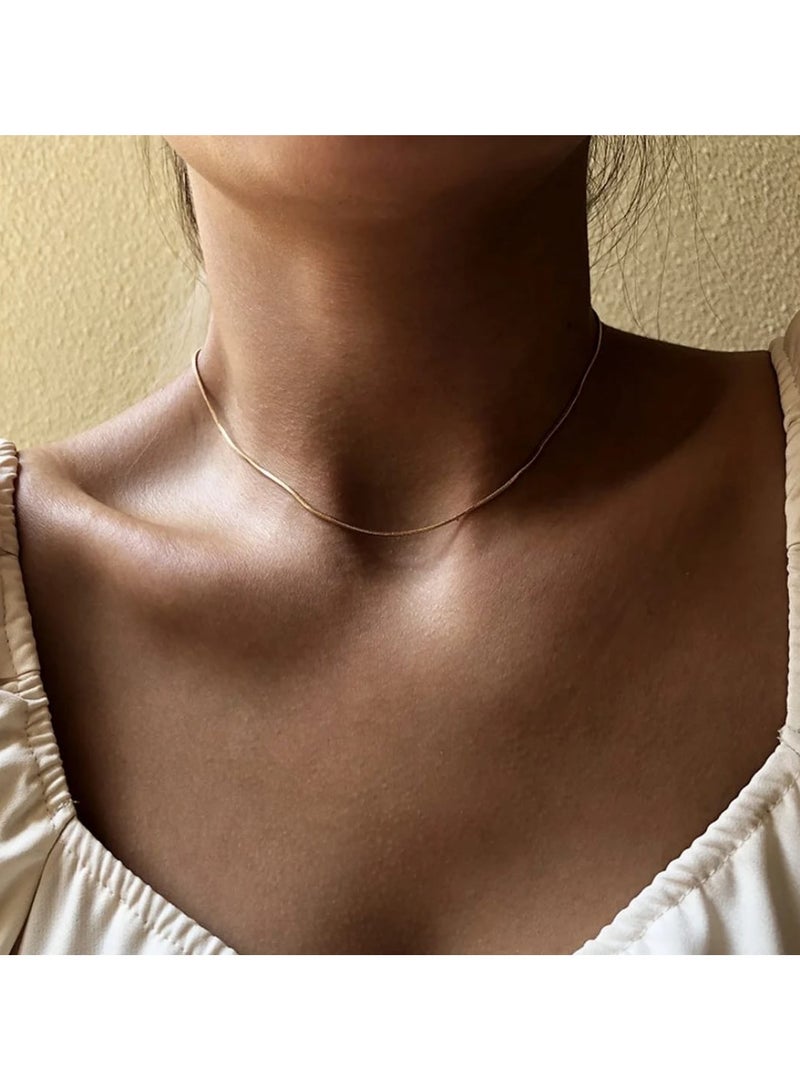 Luxuria opment Chain for Men18K Gold Plated Stainless Steel Thin Snake Chain Necklace for Men and Women Fashion Elegant - Image 5