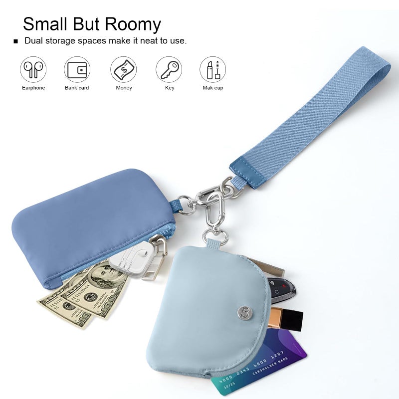 Babysun Mini Zip Around Dual Pouch Wristlet With 2 Straps Wristlet Keychain Wallet for Women Coin Purse Small Cute for Teen Girl - Image 3