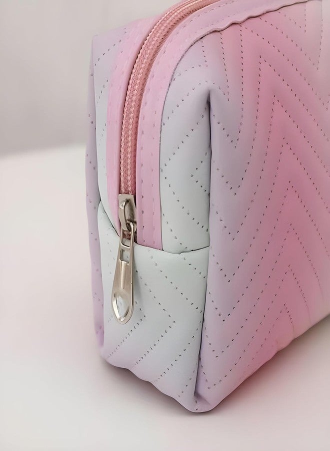 doville Multi Color Handheld Soft Light Weight Women Cosmetic Pouch/Make Up Bag/Travel Cosmetic Bag for Organize Storage(Assorted Color, Nylon) (Pack of -1) - Image 2