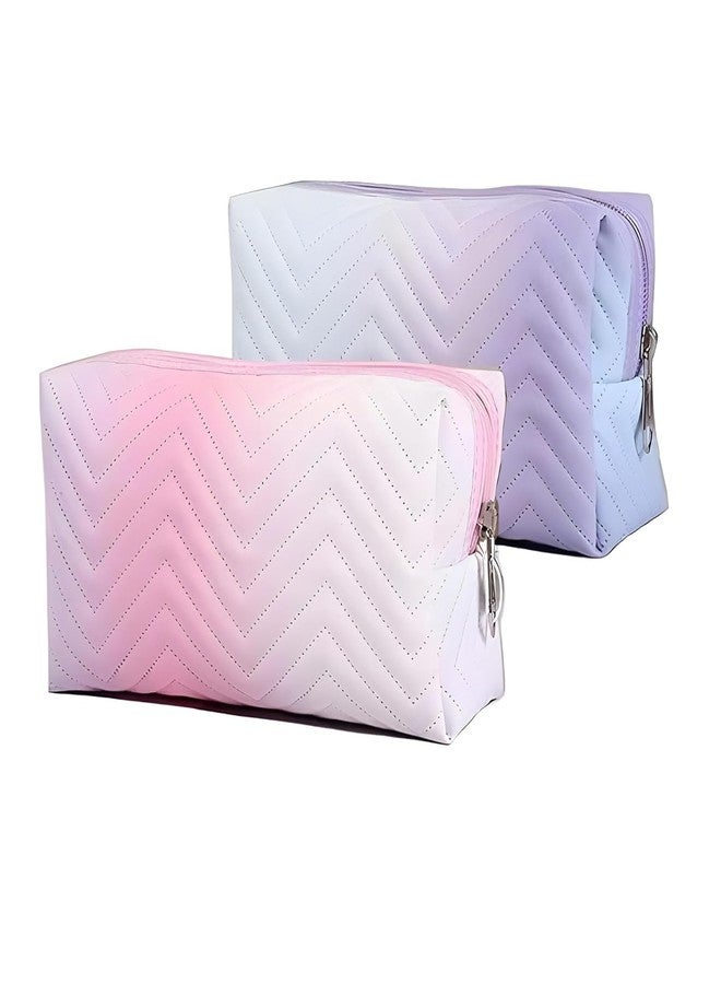 doville Multi Color Handheld Soft Light Weight Women Cosmetic Pouch/Make Up Bag/Travel Cosmetic Bag for Organize Storage(Assorted Color, Nylon) (Pack of -1) - Image 1