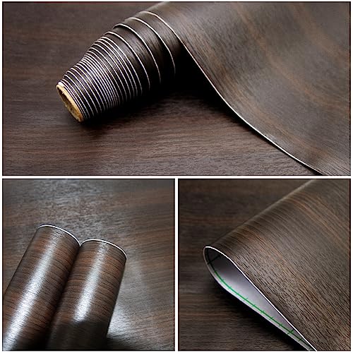 seonta Thick Dark Walnut Contact Paper Wood Peel and Stick Wallpaper 16"x198" Waterproof Self Adhesive Dark Brown Wallpaper Table Sticker Cover Wood Vinyl Wrap for Countertop Desk Table Cabinets Upgrade - Image 2