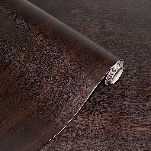 seonta Thick Dark Walnut Contact Paper Wood Peel and Stick Wallpaper 16"x198" Waterproof Self Adhesive Dark Brown Wallpaper Table Sticker Cover Wood Vinyl Wrap for Countertop Desk Table Cabinets Upgrade - Image 1