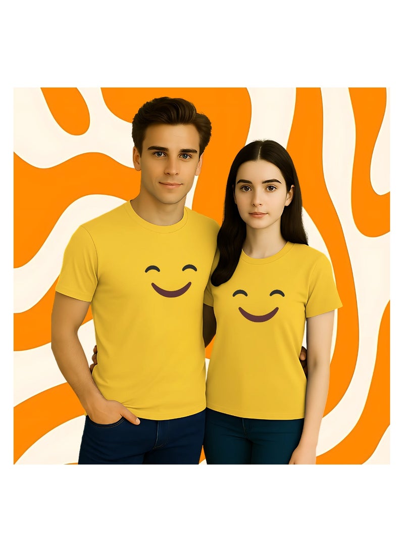 PRINTSHOP4ME Adult Yellow Smiley Face T-Shirt Unisex Round Neck Short Sleeve Cotton T-Shirt-Soft And Comfortable Tshirt - Image 3