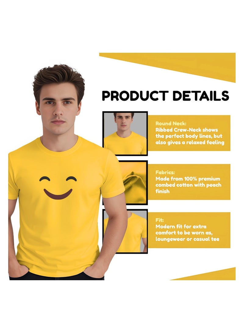 PRINTSHOP4ME Adult Yellow Smiley Face T-Shirt Unisex Round Neck Short Sleeve Cotton T-Shirt-Soft And Comfortable Tshirt - Image 4