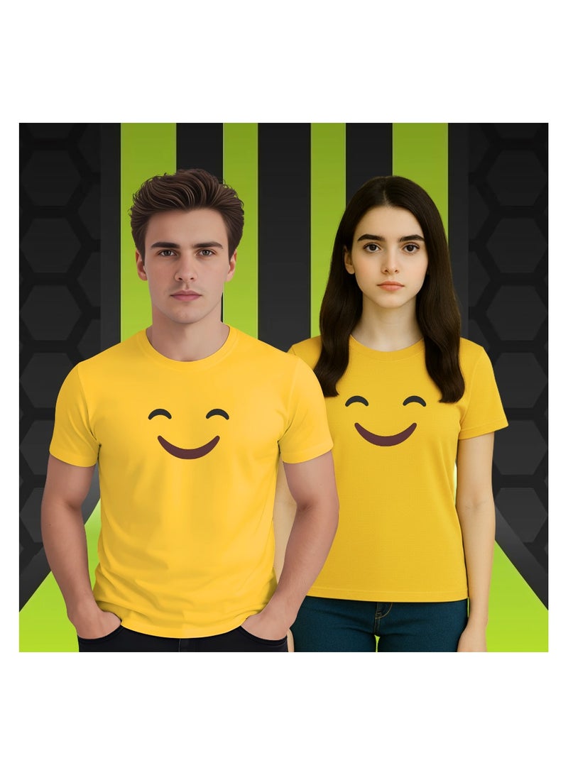 PRINTSHOP4ME Adult Yellow Smiley Face T-Shirt Unisex Round Neck Short Sleeve Cotton T-Shirt-Soft And Comfortable Tshirt - Image 5
